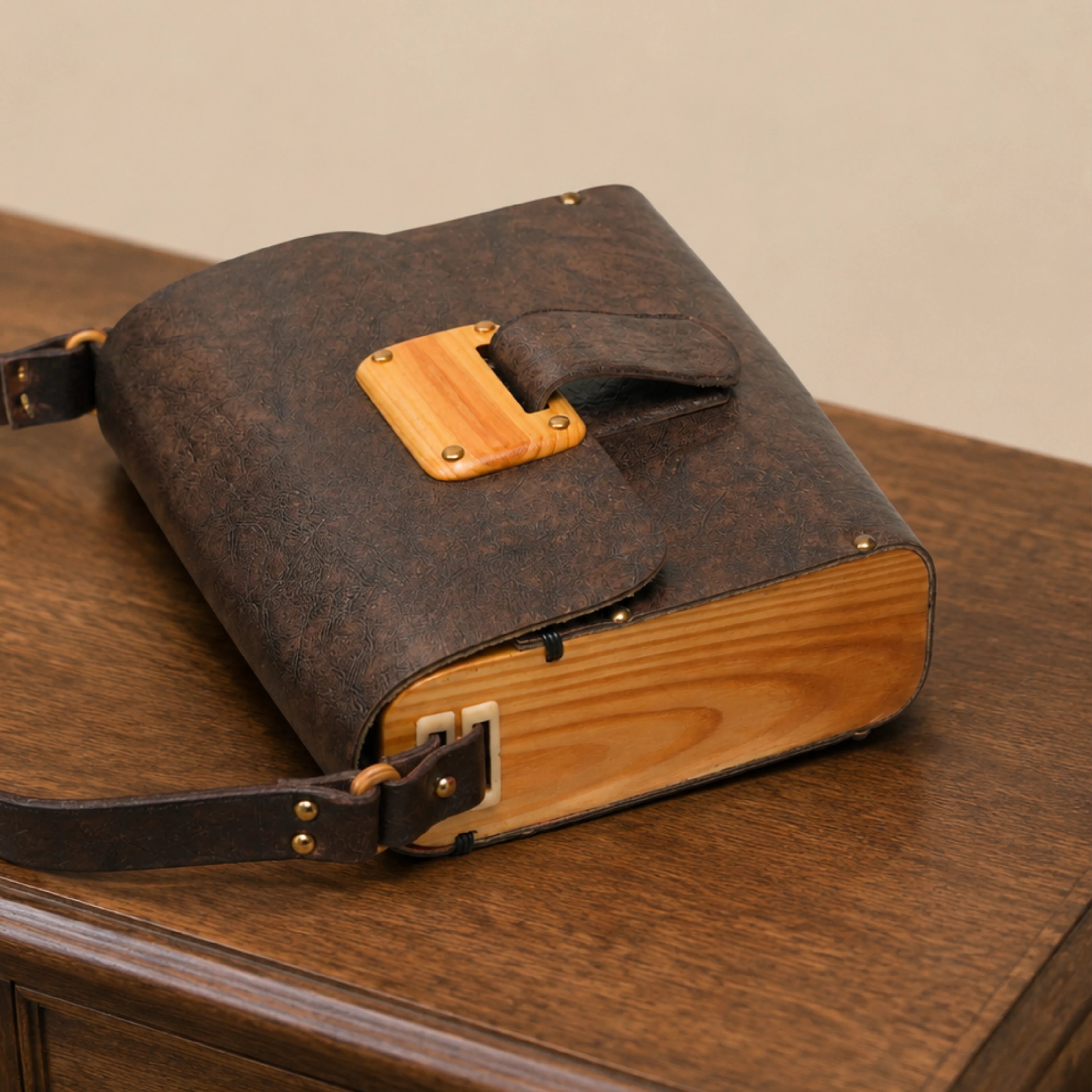 Woodlyn Crest – Handcrafted Vegan Leather Crossbody Bag for Men & Women