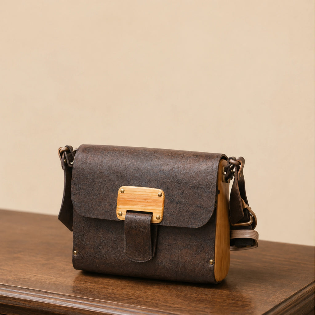 Woodlyn Crest – Handcrafted Vegan Leather Crossbody Bag for Men & Women