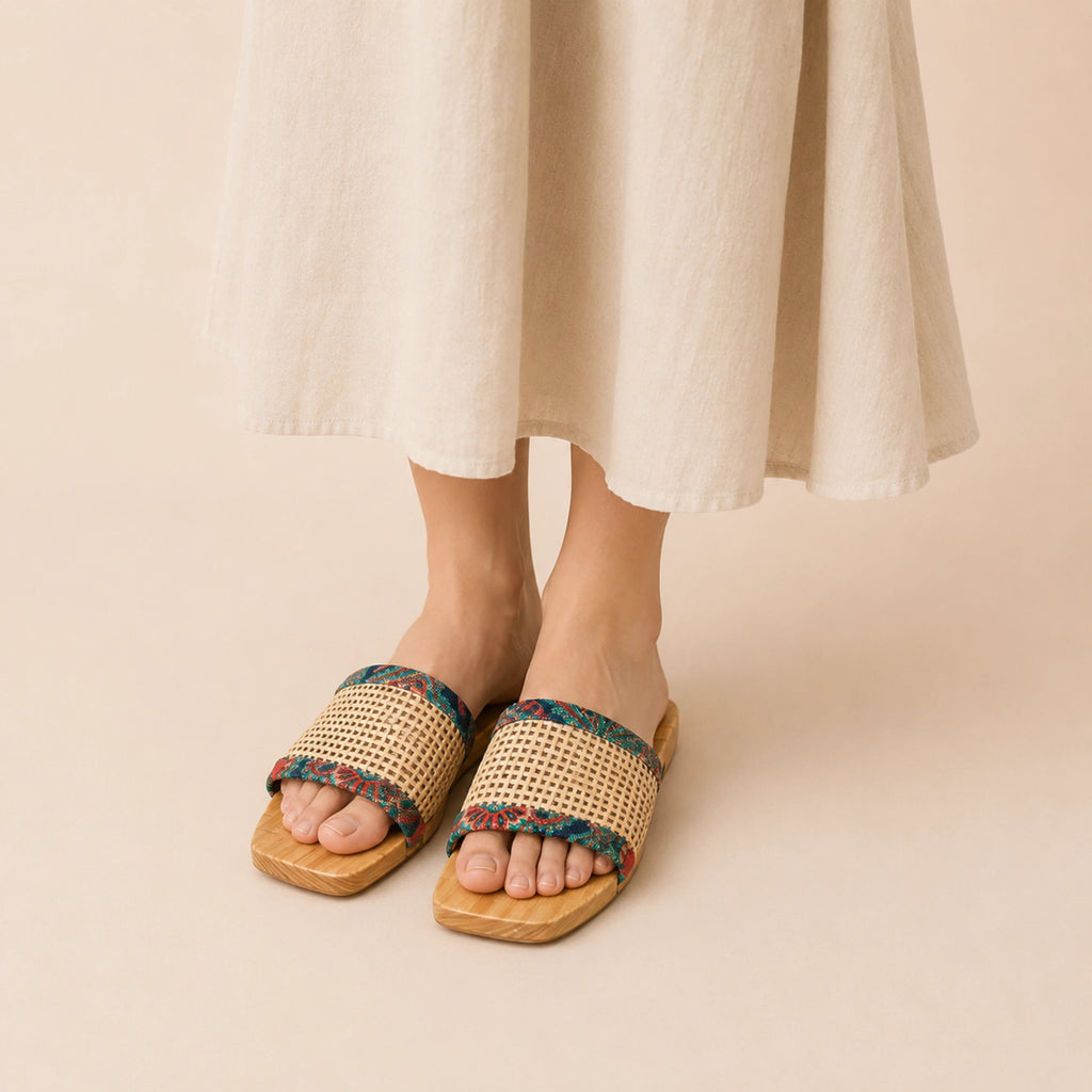 Woodlyn Reed Sandals - Handcrafted Rattan & Wooden Sandals for Men & Women