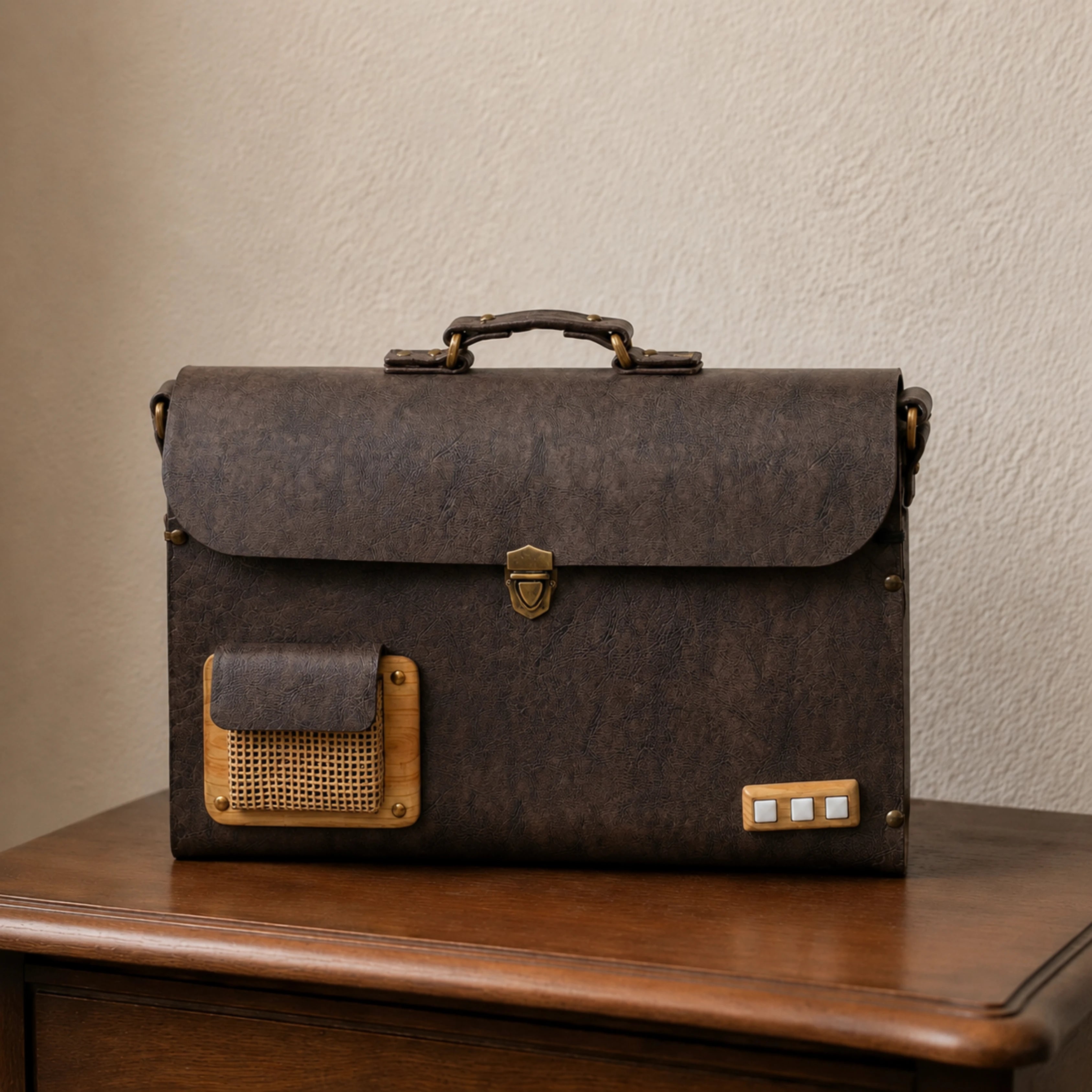 Woodlyn Ridge – Handcrafted Structured Wooden Satchel Bag for Men & Women