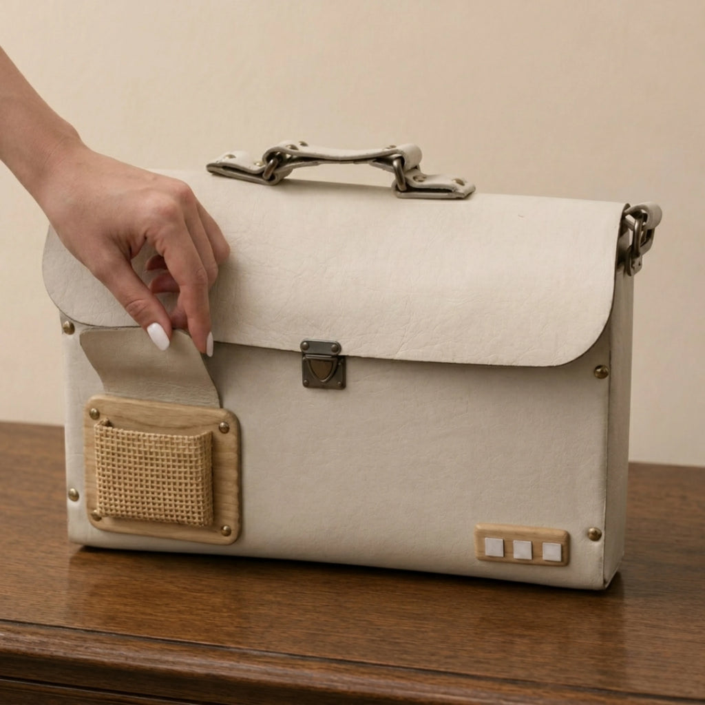 Woodlyn Ridge – Handcrafted Structured Wooden Satchel Bag for Men & Women
