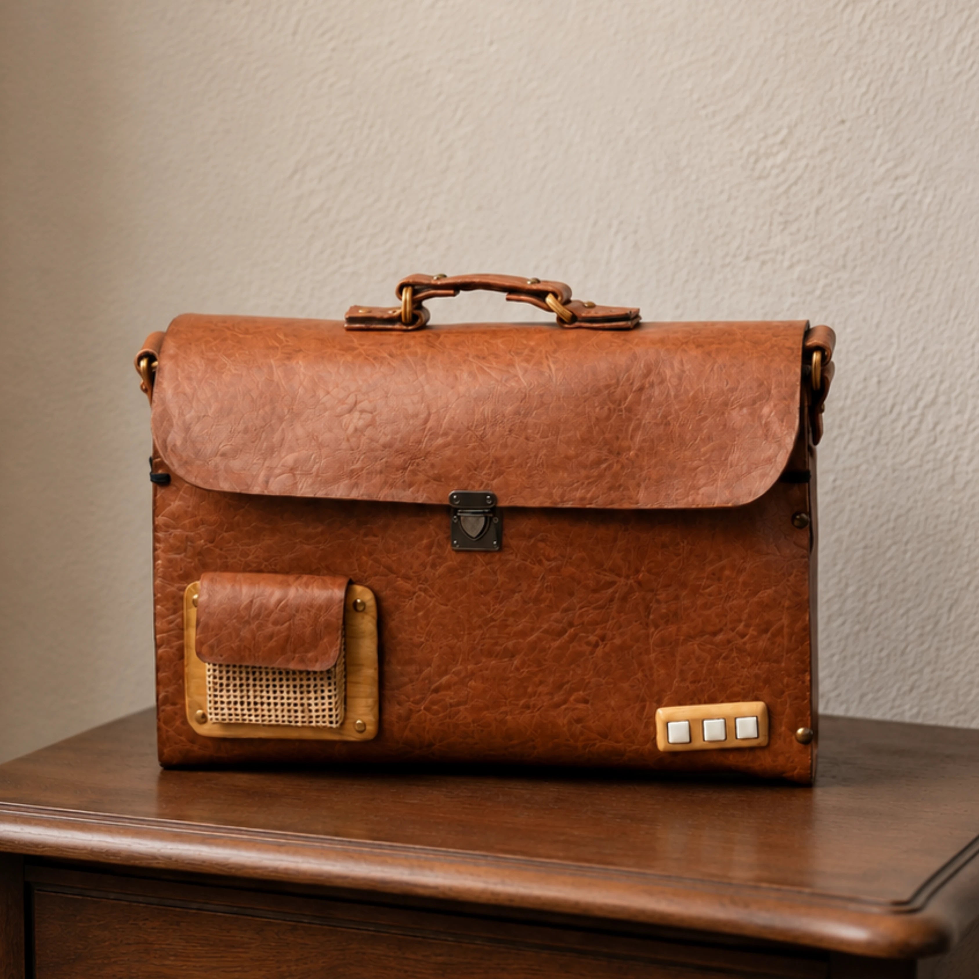 Woodlyn Ridge – Handcrafted Structured Wooden Satchel Bag for Men & Women